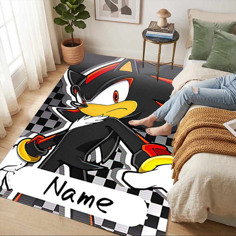 Personalized Name Sonic Adventure Living Room Non-Slip Area Rug Soft Carpet for Bedroom Playroom Sofa Office Home Decor Doormat