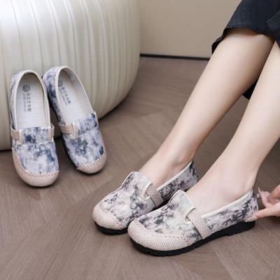 Новые китайские туфли для мам в национальном стиле, ленивые туфли для рыбаков с одной педалью, на плоской подошве, старые пекинские тканевые туфли, удобные женские туфли в стиле ретро