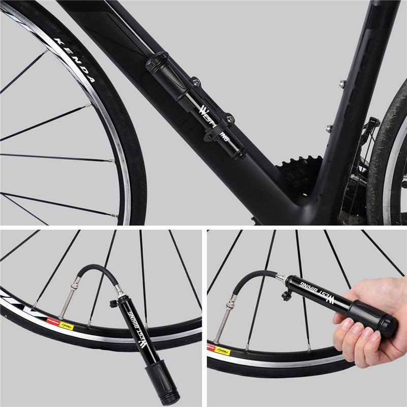 WEST BIKING 100Psi Мини Насос для Велосипеда Алюминиевый Сплав Ручной Велосипедный Воздушный Насос Накачиватель Шин Клапан Шредера Преста Насос для MTB Шоссейного Велосипеда