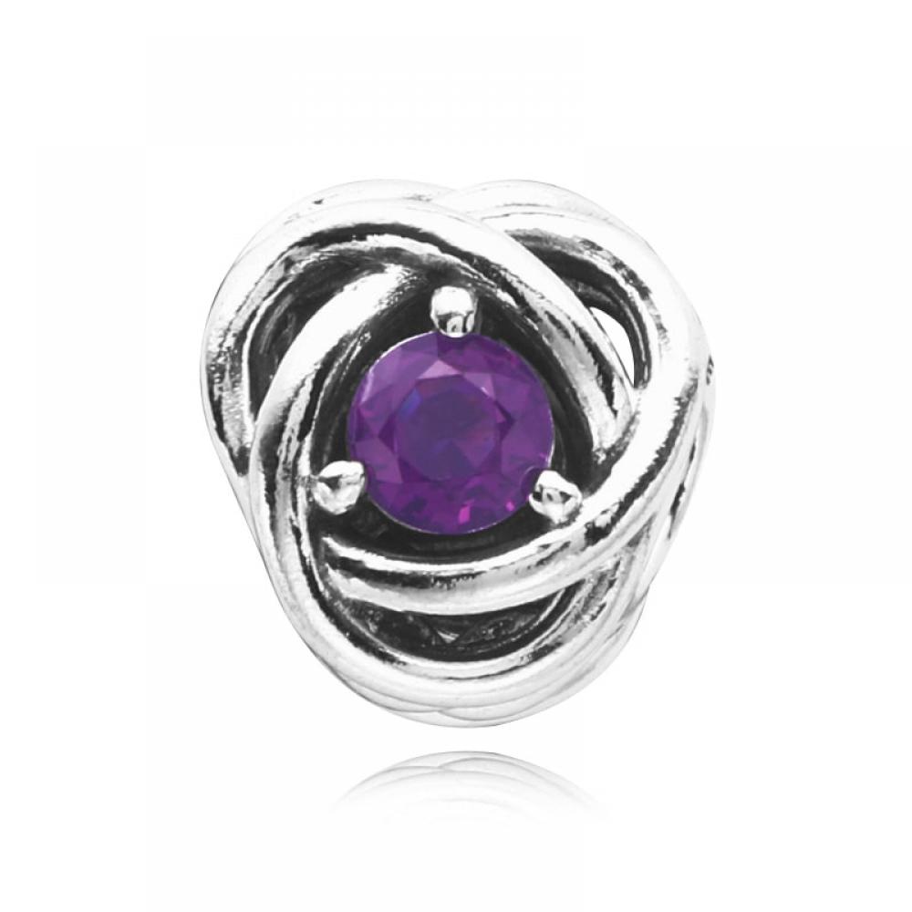 Pandora 790065c02 February Birthstone Purple Eternity Circle Silver Charm