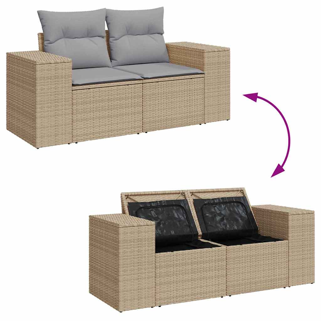 Garden Sofa Set with Cushions 9 pcs Beige and Light Grey Poly Rattan