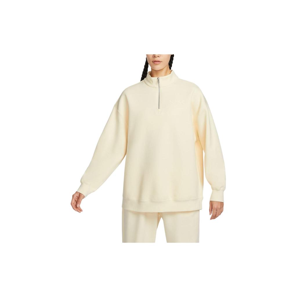 Nike Спортивная техническая флисовая однотонная повседневная толстовка с длинным рукавом и воротником-стойкой, женская толстовка цвета кокоса и молока HF5175-113