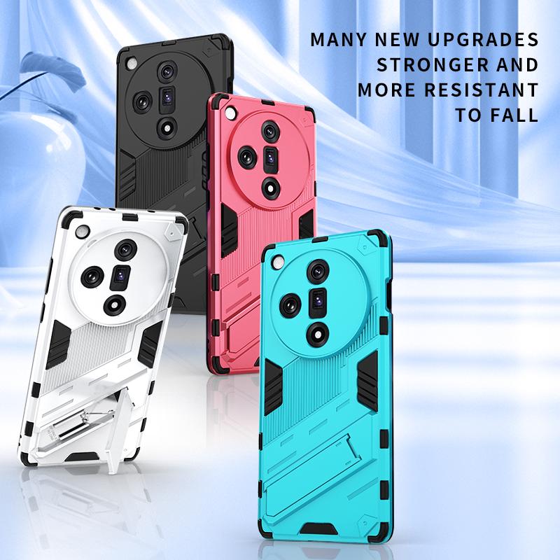 For Oppo Find X7 X6 X5 Pro Lite Ultra Punk Armor Shockproof Bumper Rugged Rubberized PC Fitted Kickstand Case Stand Holder Cover Shell