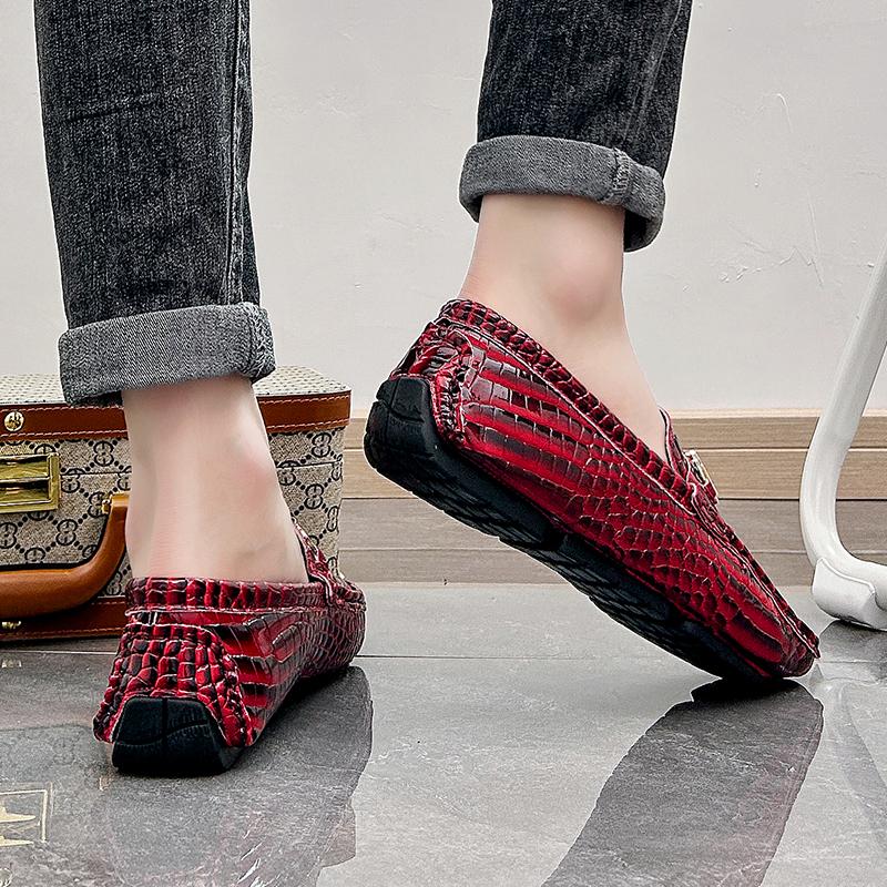 Hot Sale Loafers Fashion All-match Gentleman Shoes Crocodile Pattern Mens Slip On Walking Shoes Male Comfortable Casual Shoe