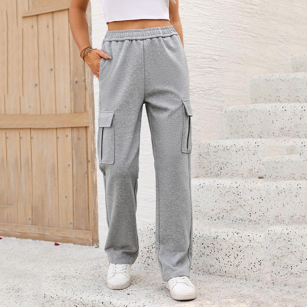 Женские модные повседневные брюки с высокой талией, рабочая одежда, спортивные спортивные штаны с карманами