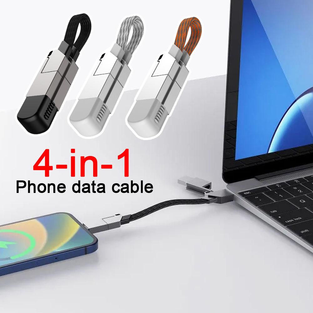 4in1 Multi Fast Charging Cable Keychain PD For Apple Fast 27W 18W QC 60W Data Z5C6