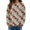 Women's T Shirt Flannel Print Tunic Long Sleeve Party  Round Neck  Tops