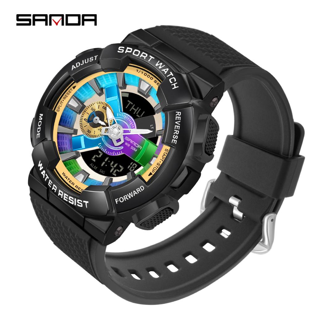 SANDA новая пара 9004/3137 Fantasy красочные мужские и женские часы модные трендовые часы с двойным дисплеем уличные часы с ночным светом