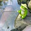 Frog Fishing Statue Outdoor Animal Sculpture For Garden Funny Outdoor Landscape Garden Statues Animal Figurine Ornaments