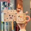 Birthday Gift Cute Cat Mug with Lid Couple Water Cup High Value Girlfriend Ceramic Cup Practical Souvenir