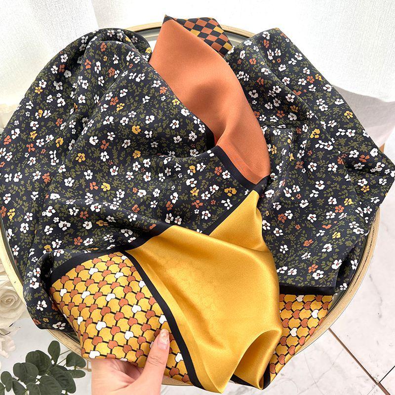 Classic Arc De Triomphe Presbyopia Brown Silk Square Scarf 90 Satin Mulberry Silk Scarf Silk Scarf Shawl Women