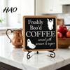 Indoor Holiday Party Supplies Halloween Coffee Bar Wooden Sign with Iron Display Stand for Corner Vintage Style Spooky Signs Tabletop Decor,