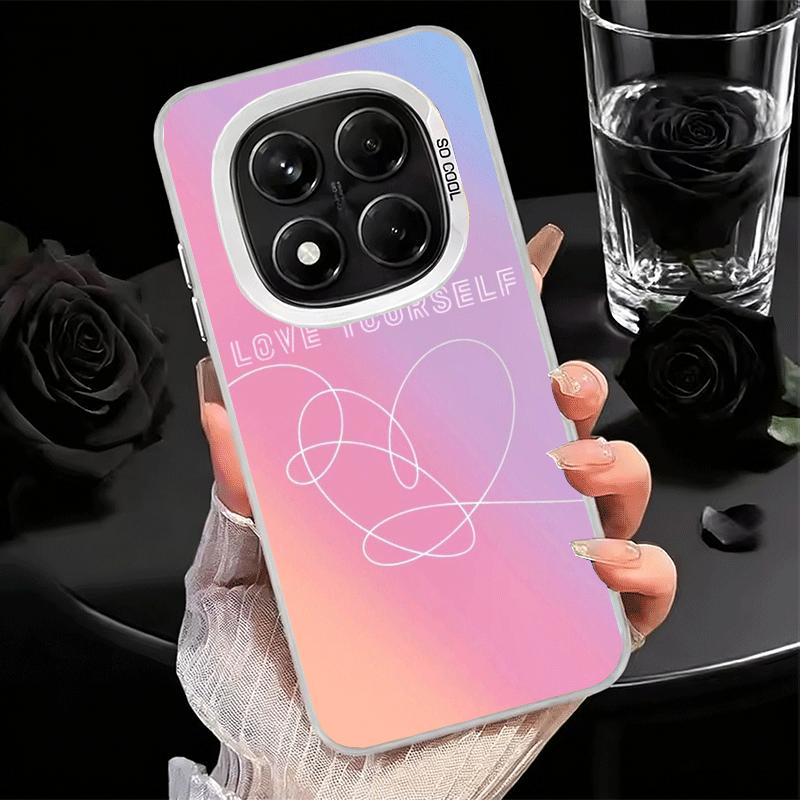 Люби Себя Цветочное Сердце Линия Kpop Ударопрочный Чехол для Телефона для Xiaomi Redmi Note 15 14 13 12 Pro Plus 11 11S 11T 5G Чехол Анти F