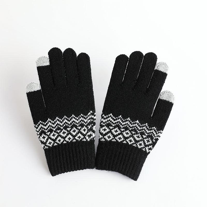 Winter TouchScreen Gloves Women Men Warm Stretch Knit Mittens Imitation Wool Full Finger Guantes Female Crochet Thicken