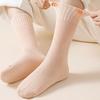 1 пара женских зимних носков однотонные с рубчатыми манжетами, утолщенная плюшевая подкладка, носки для сна, осень-зима, для повседневной носки