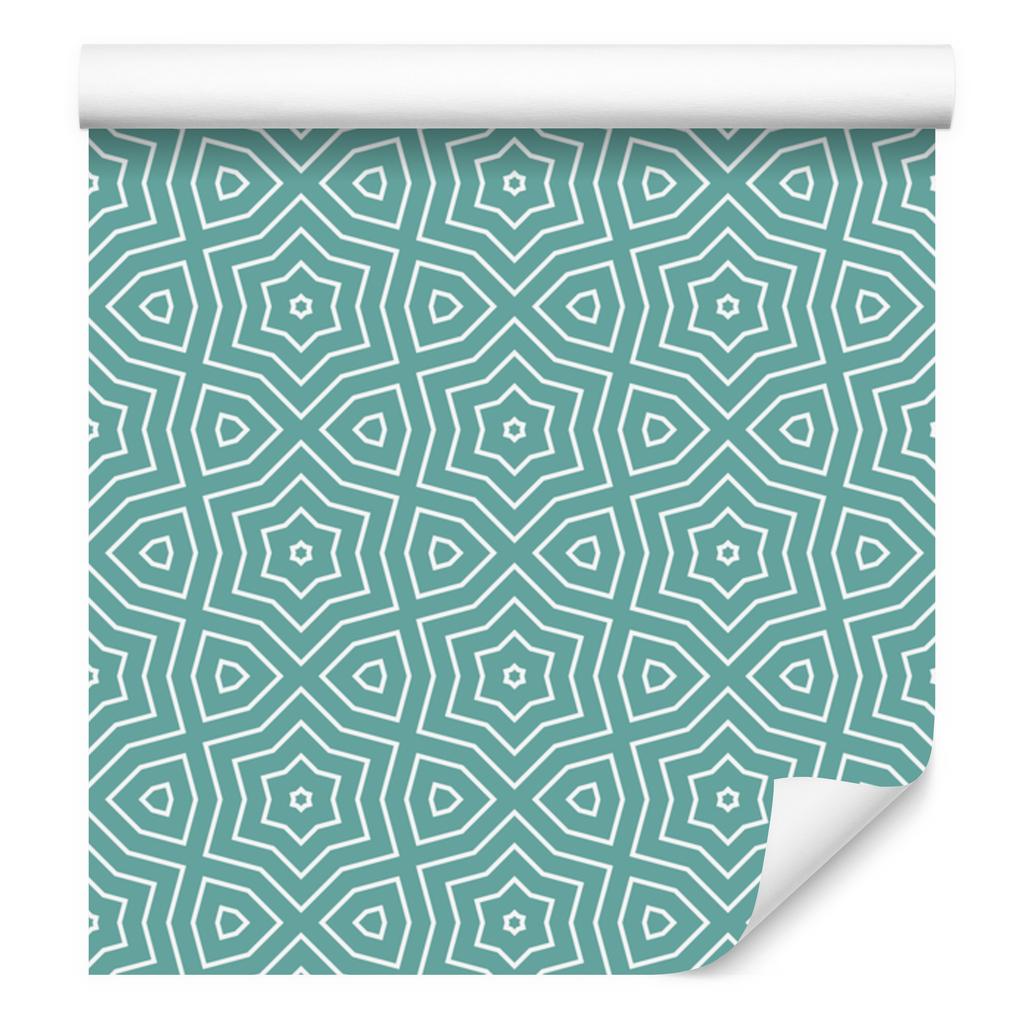 Geometric Pattern Wallpaper in Sea and Turquoise for Living Room and Bedroom 50x1000