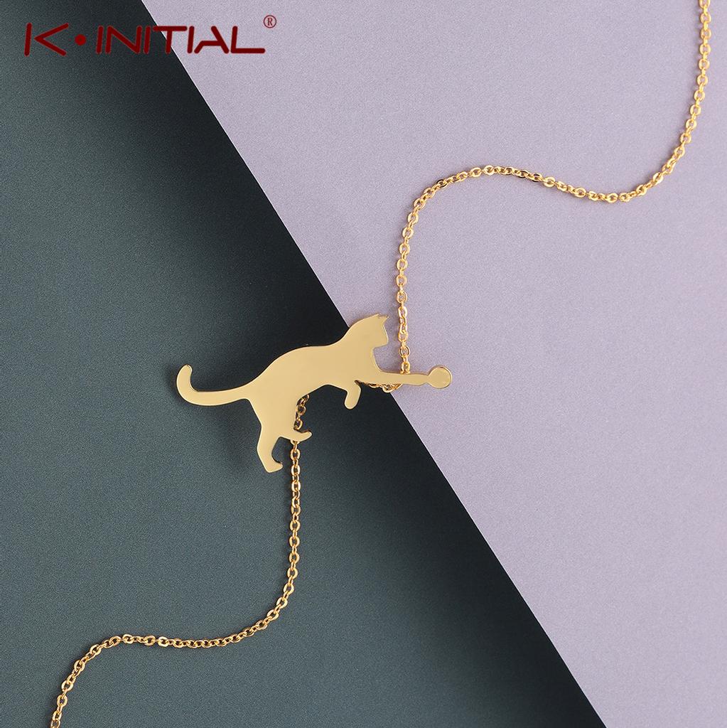 Kinitial Милый Кот/Котёнок Играющий с Мячом Подвеска и Ожерелье Подарок Для Женщин Девушек Подарок Модные Животные Котёнок Ожерелье Цепочка Украшения