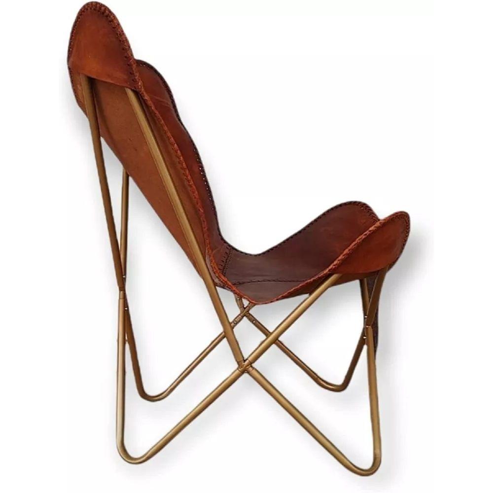 Винтажное Антикварное Кожаное Кресло-Лаунж Акцент Бабочка Релакс Подлокотник Кресло-Лаунж Складное