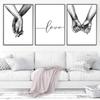 Paintings Wall Decor Black and White Pictures for Wall Art Canvas Painting Print Hand In Hand Love Living Room Bedroom Poster