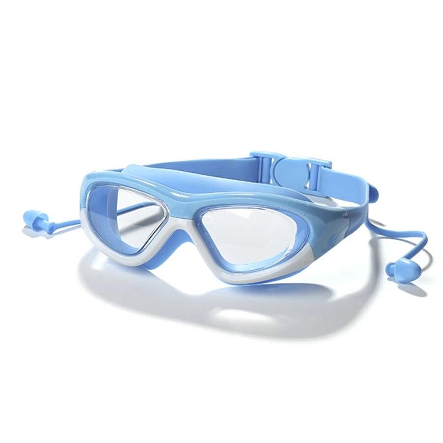 Children's Fashion Swimming Glasses Earplugs Waterproof Anti-fog Big Frame Diving Silicone HD Swimming Glasses