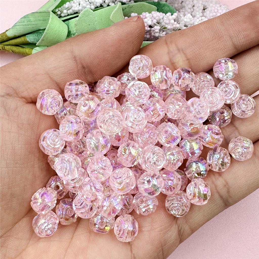 100 шт. 8 мм акриловые двухсторонние маленькие розовые бусины для ожерелья, серег, браслета, самодельный материал для бисероплетения