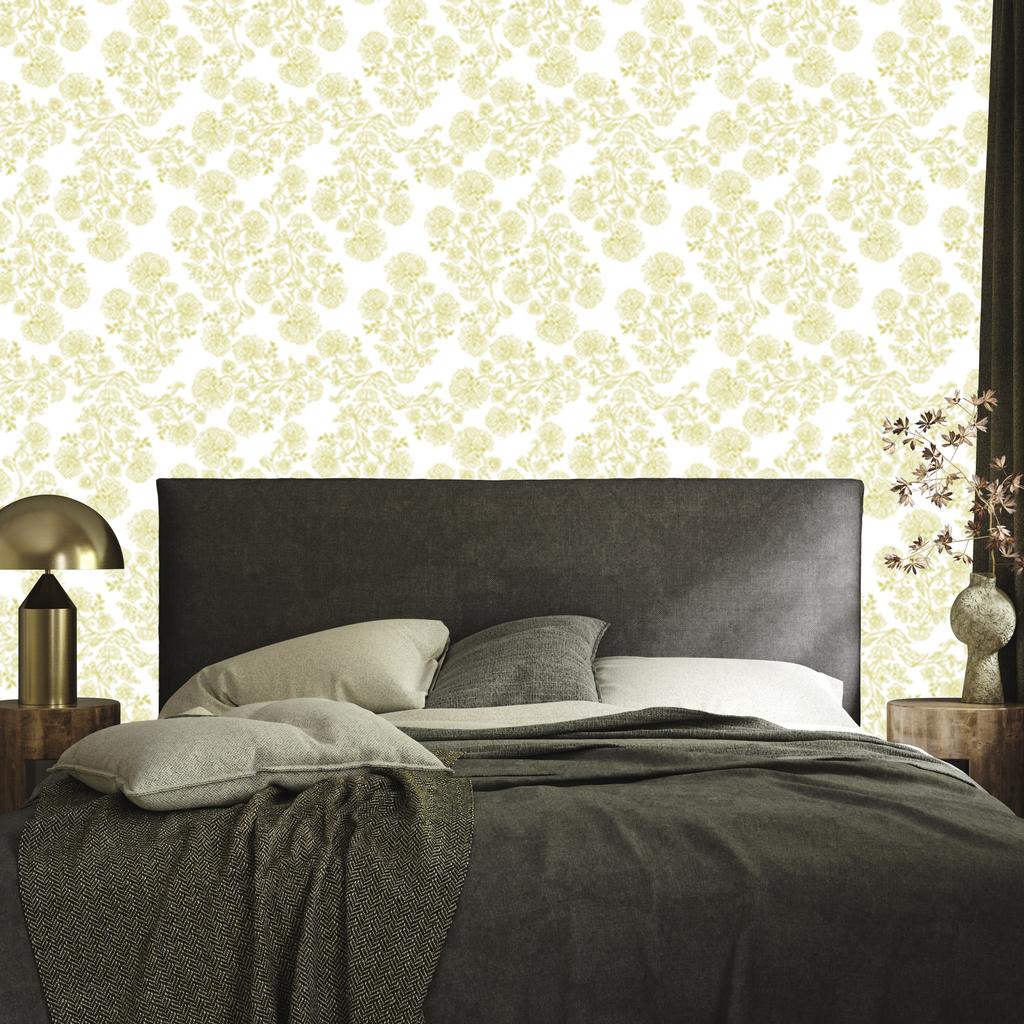 Cream Flowers Wallpaper, Subtle Detail for Living Room and Bedroom 50x1000