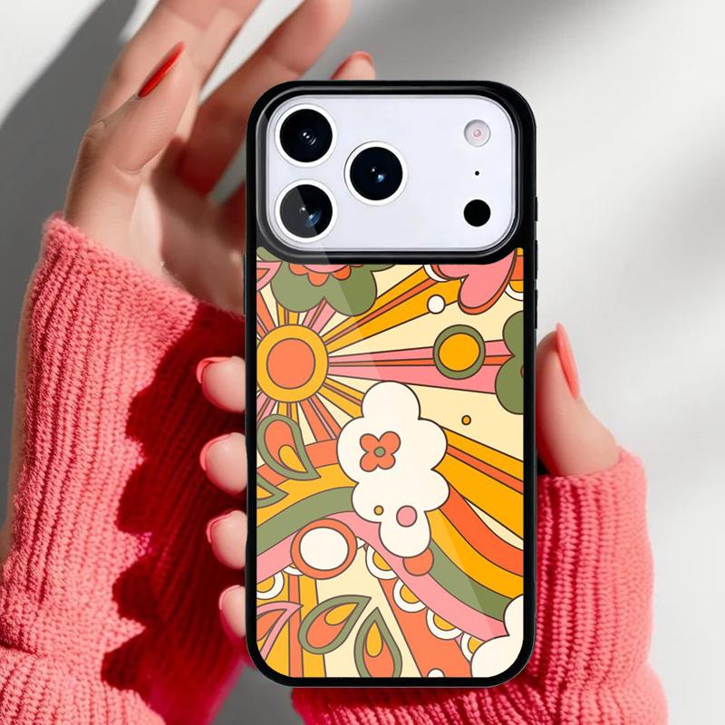 Крутой Цветочный Хиппи Бохо Цветочный Ретро Чехол для Телефона для iPhone 17 16 15 14 13 Pro Max Задняя Крышка для 12 11 Pro Coque