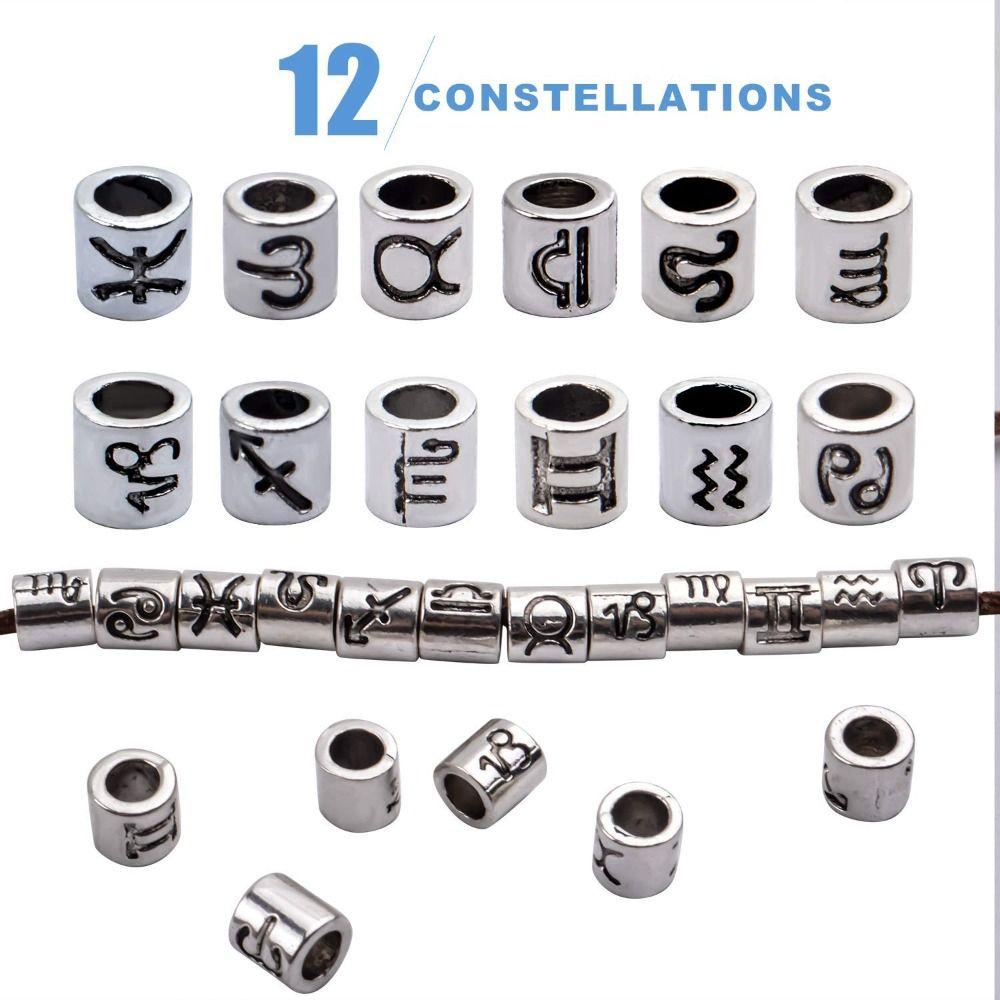60 шт. 60 шт. Бусины со знаками зодиака, антикварные серебряные бусины-разделители, бусины гороскопа, сделай сам, ювелирное ремесло, изготовление