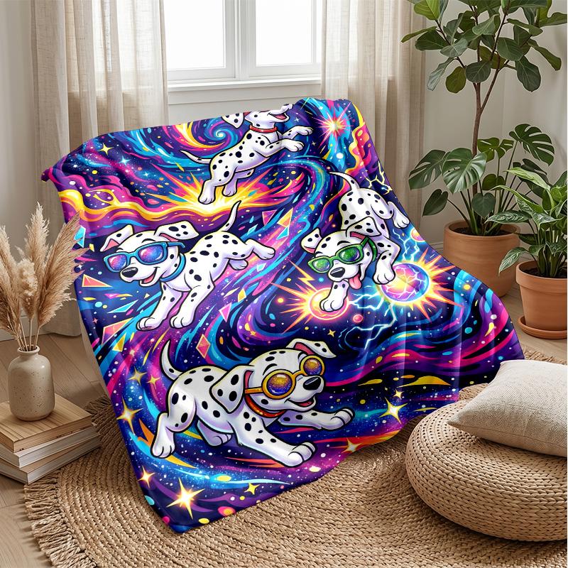 Space Bathing Pup Singing Theme blanket Lightweight Warm Flannel Blanket Decorative Throw Blanket for Home Decoration