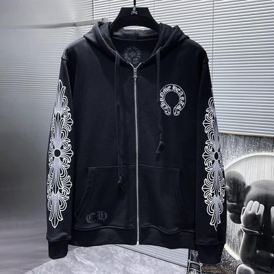8310 CHROME HEARTS 2025 Новинка Весна и Осень Плюс Размер Тонкий Стиль Классический Стиль Логотип Молния Свитшот С Капюшоном Для Пар