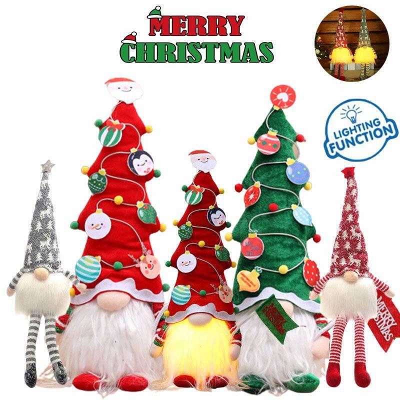 Incredibly Soft Christmas Gnomes With Led Lights Plush Dolls Xmas Ornament