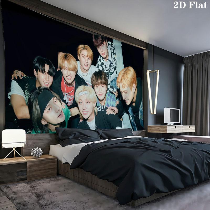 SKZ Wall tapestry, aesthetic printed fabric blanket, suitable for bedroom, living room, and home decor.