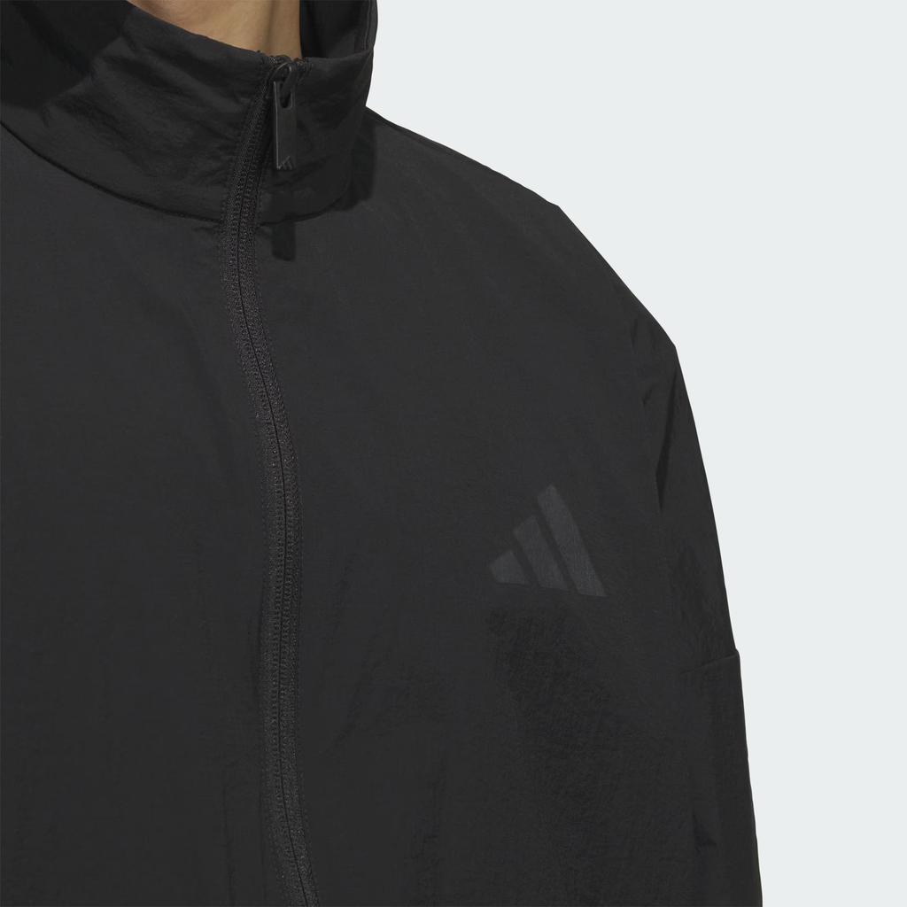 Adidas Lounge Woven Sportswear Logo Waterproof Loose Fit Stand Collar Drop Shoulder Long Sleeve Jacket Men Jacket Black JZ8408