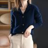 Retro Spring/Autumn Women's Knitted Stand Collar Cardigan - Casual, Versatile, Loose-Fit Short Jacket