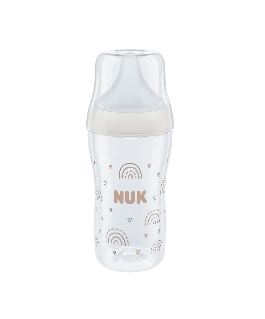 NUK Perfect Match Пластиковая детская бутылочка с термочувствительными накладками, 260 мл, Радуга, (FDNK10742038)