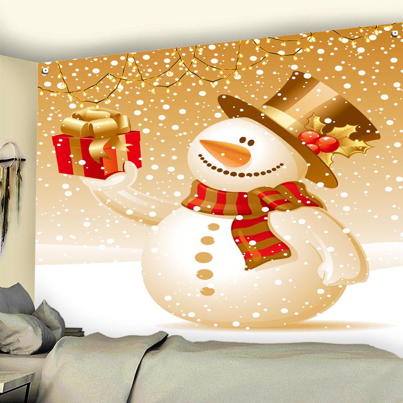 Зимний рождественский гобелен с принтом снеговика, домашний декор, Рождественский гобелен, декор для гостиной, фон Tapisserie de Noël