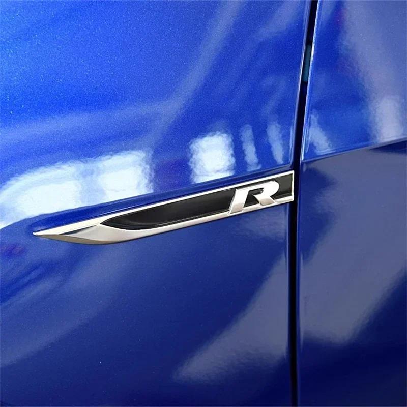 RSQ1 VW 2026 Hot 2pcs Metal 3D R line Logo Rline Car Fender Side Wing Emblem Badge Sticker For VW Golf 6 5 7 8 MK7 MK6 Tiguan Polo Sa