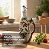 Ceramic Oil Bottle with Pouring Spout Sturdy Soy Sauce Dispenser Hinged Cap