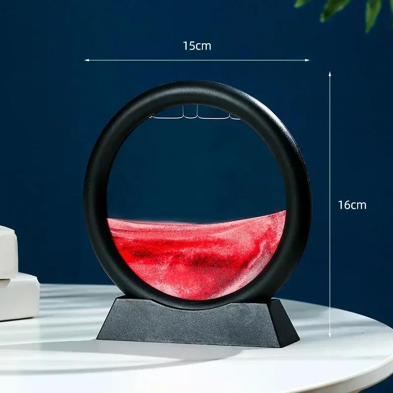 3D движущаяся песчаная художественная картина, круглое стекло, глубокий морской песчаный пейзаж, песочные часы, зыбучие пески, ремесло, текучая картина, офис, домашний декор, подарок
