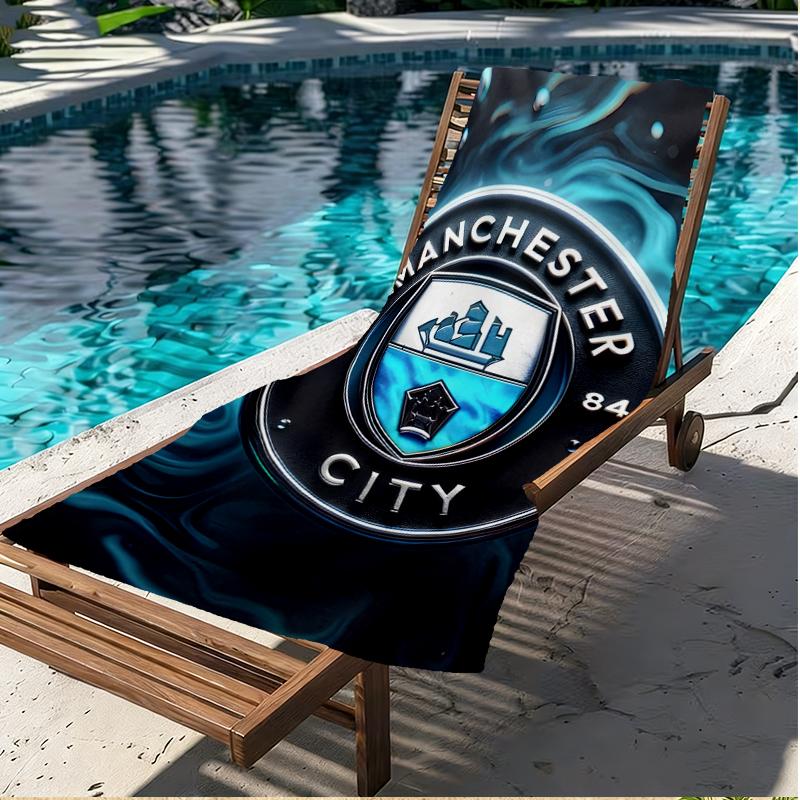 Football team City FC Print Beach Towel, Versatile Lightweight Absorbent Beach Towel for Pool Surf Yoga Bathroom, Perfect Birthday Holiday Gift