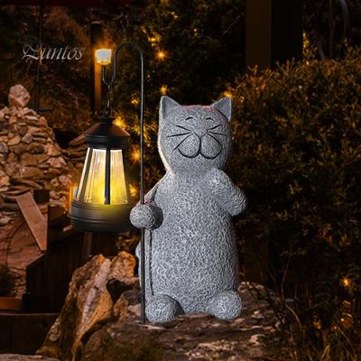 Уличная садовая фигурка кошки с солнечным фонарем IP44, водонепроницаемая, устойчивая к ультрафиолетовому излучению, автоматическое включение/выключение, статуя кошки в виде животного, светодиодная лампа, художественный декор для двора