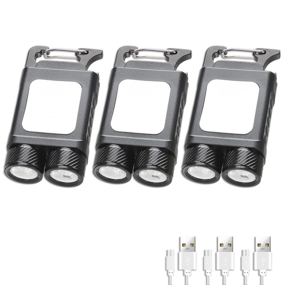Mini Keychain Light COB Lantern Mutifuction Portable LED Flashlight USB Rechargeable Work Light Outdoor Camping Emergency Torch