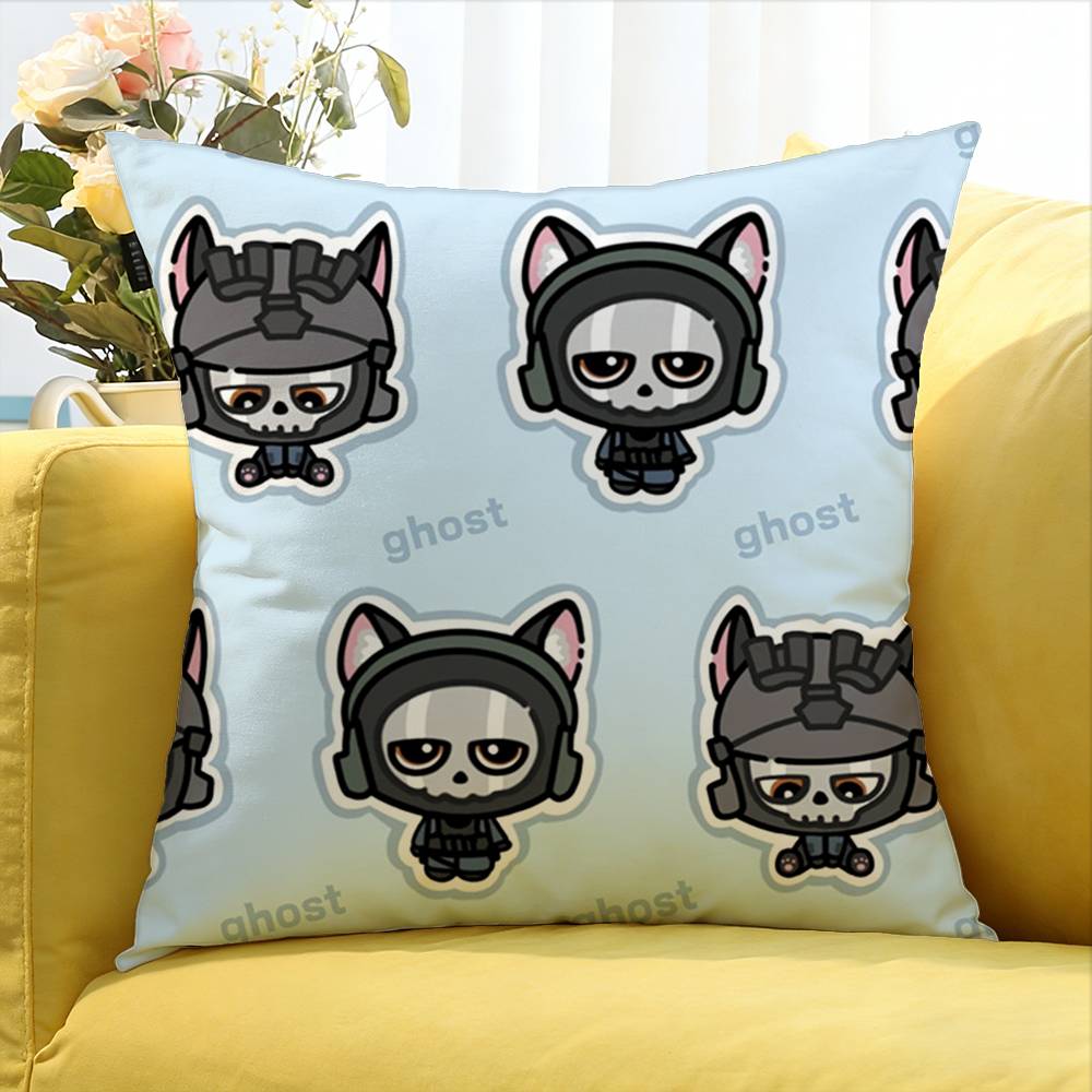 C-Call Of D-Duty Ghost Chibis Various Sizes Square Pillow Case For Car Home Bedchamber Decor