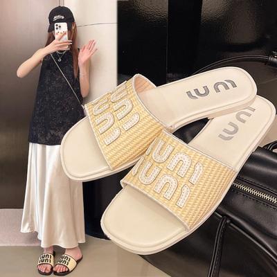 Модные винтажные плетеные женские сандалии Модные плетеные шлепанцы на плоской подошве 2025 Летние каникулы Пляжные шлепанцы Уличная обувь шлепанцы