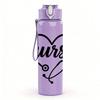 1PC Nurse Heart Line Art Print 750ml Color Plastic Sports Water Bottle Leakproof Flip Straw Lid Suitable for Sports Office Home Use