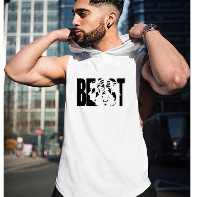 Мужская спортивная майка для бодибилдинга и фитнеса, безрукавка с капюшоном, свободная, большой размер, прострочка «пять звезд»