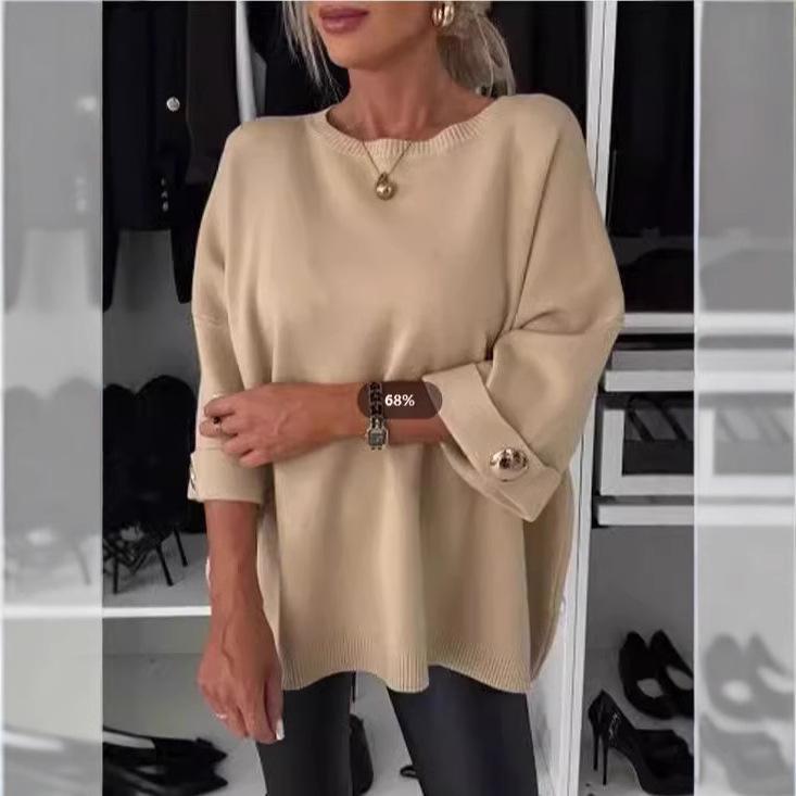 2024 Autumn Women's Round Neck Casual Knitted Top