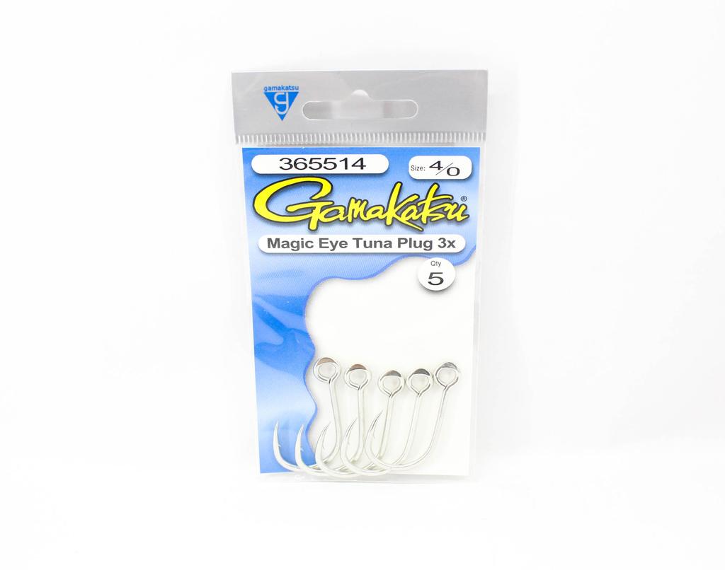 Gamakatsu 365514 Tuna Plug Magic Eye Hook 3X Size 4/0 , 5 Per Pack (3076)
