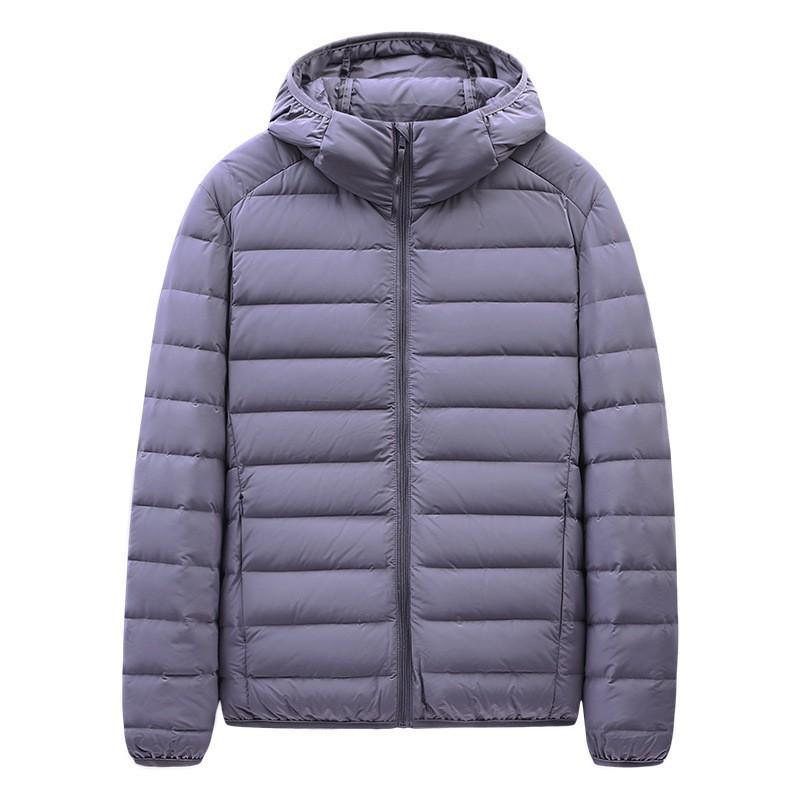 Mens Lightweight Hooded Down Jacket Short Puffer Coat Warm Thin Winter Outerwear Daily Wear