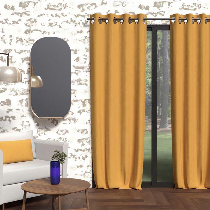 Rideau à oeillets isolant 135x250 cm BOHEME moutarde, par Soleil d'Ocre